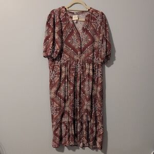 Knox Rose Red and Cream Midi Dress